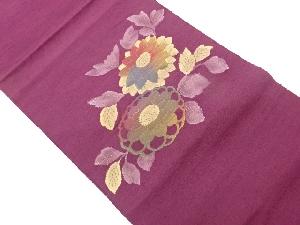 手織り紬菊模様刺繍名古屋帯